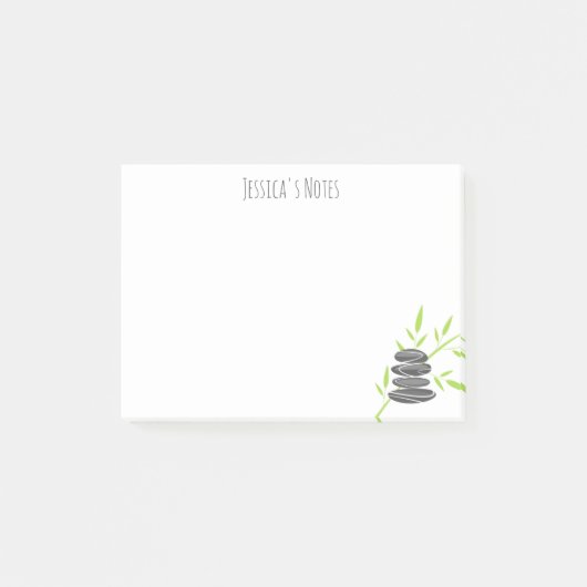 Pierres zen personnalisées et notes Post-it® en ba (Devant)