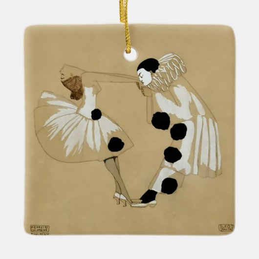 "Pierrot and Columbine" by Leo Rauth Keramisch Ornament (Voorkant)