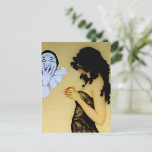 "Pierrot and Temptation" by Raphael Kirchner Briefkaart (Staand voorkant)