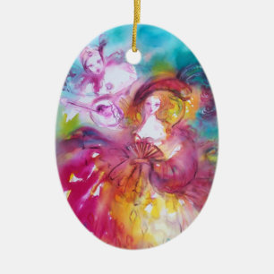 PIERROT EN ARLECCHINA / DERDE MASKER KERAMISCH ORNAMENT