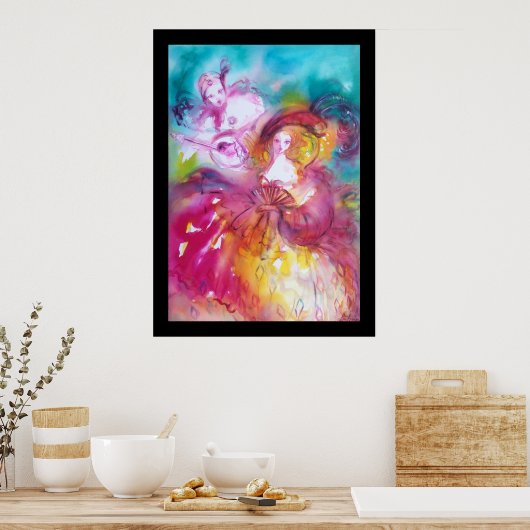 Pierrot en Arlecchina Poster (Keuken)