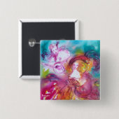 PIERROT EN ARLECCHINA Venetian Carnival, Vierkante Button 5,1 Cm (Voorkant /achterkant)