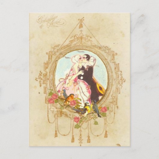 Pierrot en Columbine Briefkaart (Voorkant)