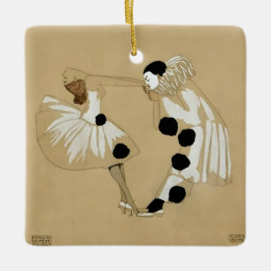 “Pierrot en Columbine” van Leo Rauth Keramisch Ornament