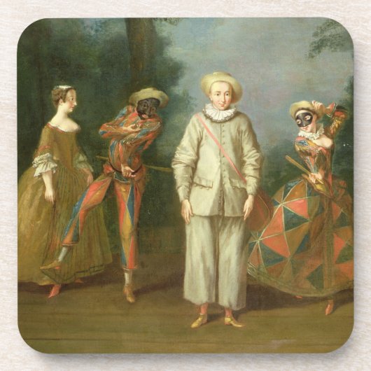 Pierrot en Harlequin Bier Onderzetter (Voorkant)