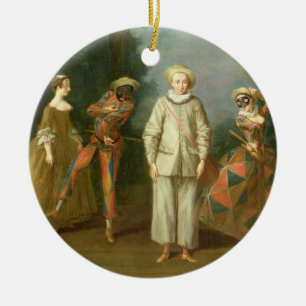 Pierrot en Harlequin Keramisch Ornament