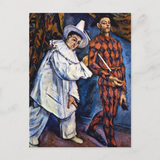 Pierrot en Harlequin, Mardi Gras van Paul Cezanne Briefkaart (Voorkant)