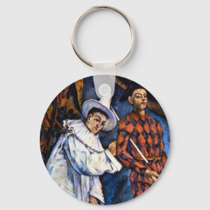 Pierrot en Harlequin, Mardi Gras van Paul Cezanne Sleutelhanger
