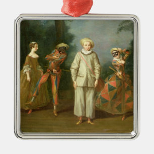 Pierrot en Harlequin Metalen Ornament