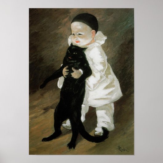Pierrot met Cat, Alexandre Steinlen Poster (Voorkant)