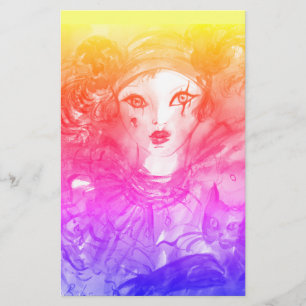 PIERROT MET CAT / Mardi Gras Masquerade Party Briefpapier