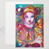 PIERROT MET CAT / Mardi Gras Masquerade Party Briefpapier (Voorkant / Achterkant)