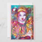 PIERROT MET KAT / Mardi Gras Maskerade Feest Kaart (Voorkant)