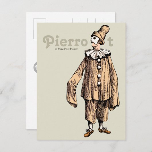 Pierrot par Hans Peter Hansen CC0733 Carte postale (Devant / Derrière)