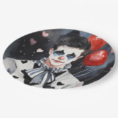 Pierrot zwart-wit papieren bordje (Gekanteld)