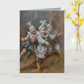 Pierrots - Carte de voeux pliée (Fleur jaune)