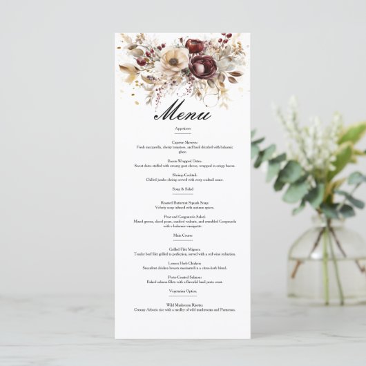 Pies bordeaux menu mariage recto double (Debout devant)