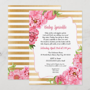 Pies d'or rose Bébé Saupoudrer Invitations
