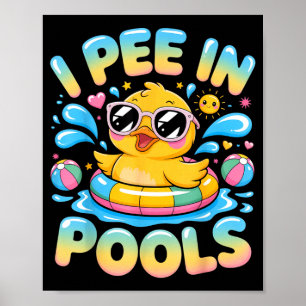 Pies in zwembaden grappige sarcastische leuke eend poster