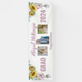 Pies roses Bannière de graduation de tournesol (Vertical)