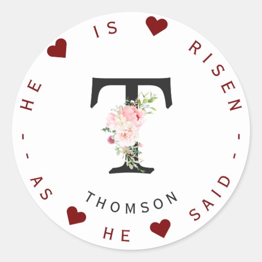 Pies roses Étiquette de adresse de monogramme flor (Devant)