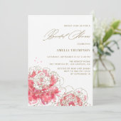 Pies roses | Invitation Florale de douche nuptiale (Debout devant)