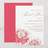 Pies roses | Invitation Florale de douche nuptiale (Devant / Derrière)