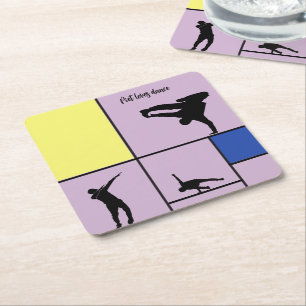 Piet Loves Dance Mondrian Street Hiphop Style Vierkante Kartonnen Onderzetter