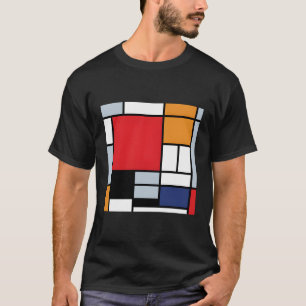 Piet Mondriaan compositie met groot rood vlak mod T-shirt
