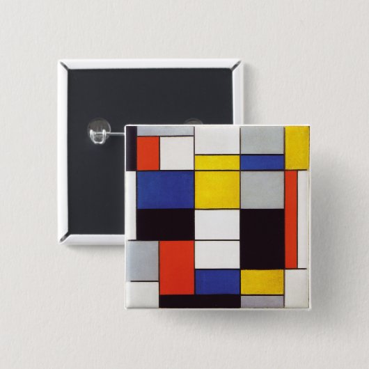 PIET MONDRIAAN - Compositon A 1923 Vierkante Button 5,1 Cm (Voorkant /achterkant)