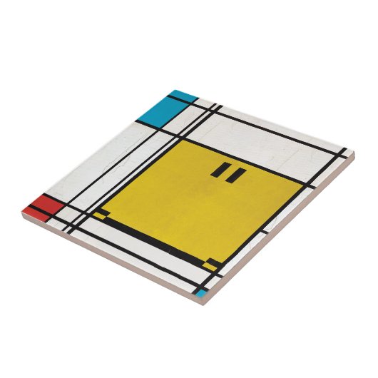 Piet Mondriaan Happy Face tegel Tegeltje (Zijkant)