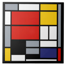Piet Mondriaan, samengesteld met grote rode vlakte