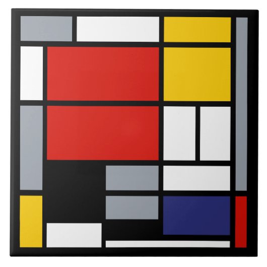 Piet Mondriaan, samengesteld met grote rode vlakte Tegeltje (Voorkant)
