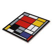 Piet Mondriaan, samengesteld met grote rode vlakte Tegeltje (Zijkant)