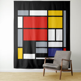 Piet Mondriaan, samengesteld met grote rode vlakte Wandkleed