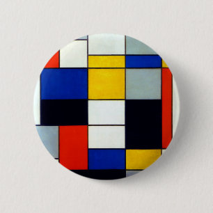 Piet Mondriaan Samenstelling A Ronde Button 5,7 Cm