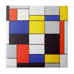 Piet Mondriaan's Compositie A - Digitaal verbeterd Tegeltje