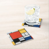 Piet Mondrian Abstract Vierkante Kartonnen Onderzetter (Insitu)