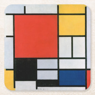 Piet Mondrian Abstract Vierkante Kartonnen Onderzetter