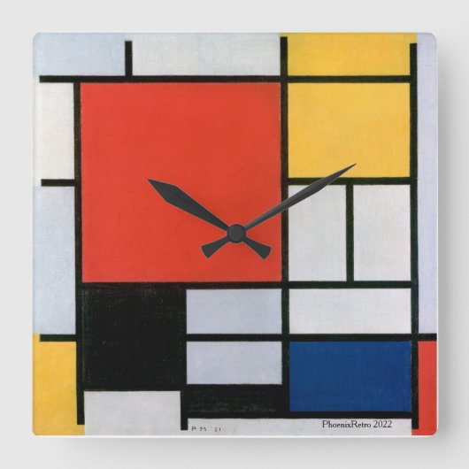 Piet Mondrian Abstract Vierkante Klok (Voorkant)