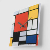 Piet Mondrian Abstract Vierkante Klok (Hoek)