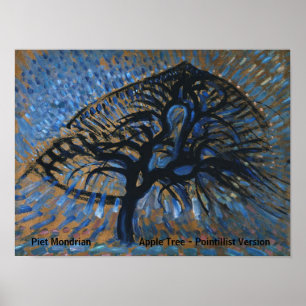 Piet Mondrian Apple Tree Pointillist versie Poster