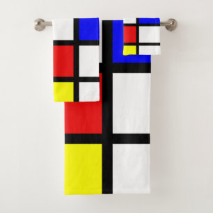 Piet Mondrian Art Style Modern Bright kleuren Bad Handdoek