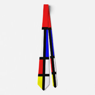 Piet Mondrian Art Style Modern Bright kleuren Stropdas