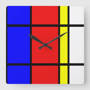 Piet Mondrian Art Style Modern Bright kleuren Vierkante Klok