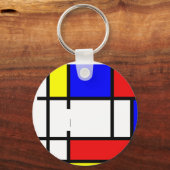 Piet Mondrian Art Style Modern Bright Monogram toe Sleutelhanger (Voorkant)