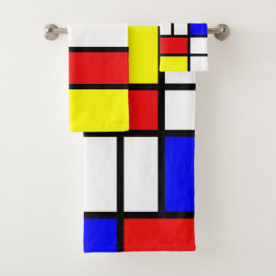 Piet Mondrian Art Style Modern Helderkleurig Bad Handdoek