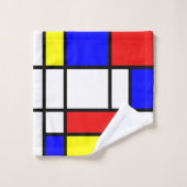 Piet Mondrian Art Style Modern Helderkleurig Bad Handdoek (Wasdoekje)