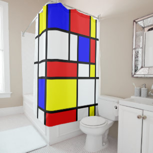 Piet Mondrian Art Style Modern Helderkleurig Douchegordijn