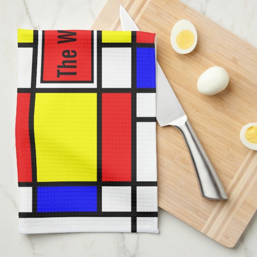 Piet Mondrian Art Style Modern Helderkleurig Theedoek (Quarter Fold)